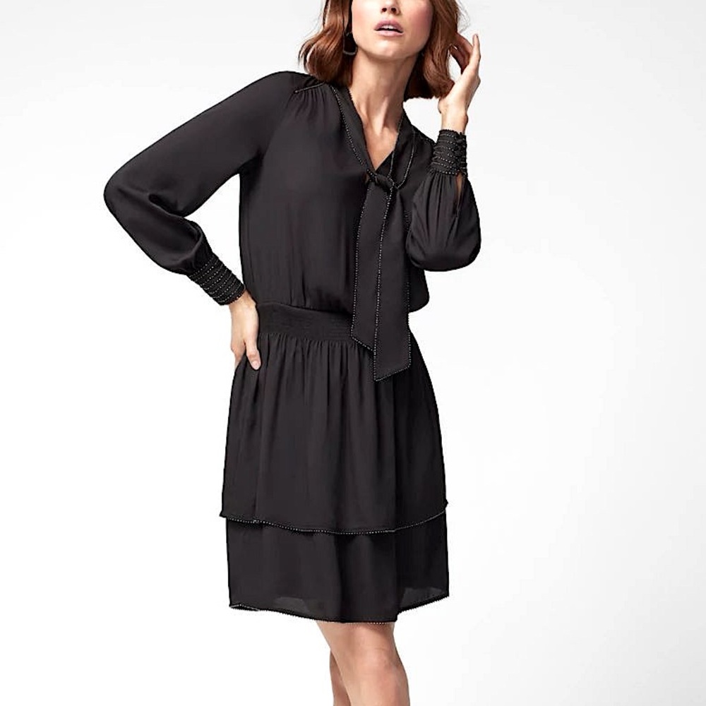 WHBM BEADED SMOCKED BLOUSON DRESS